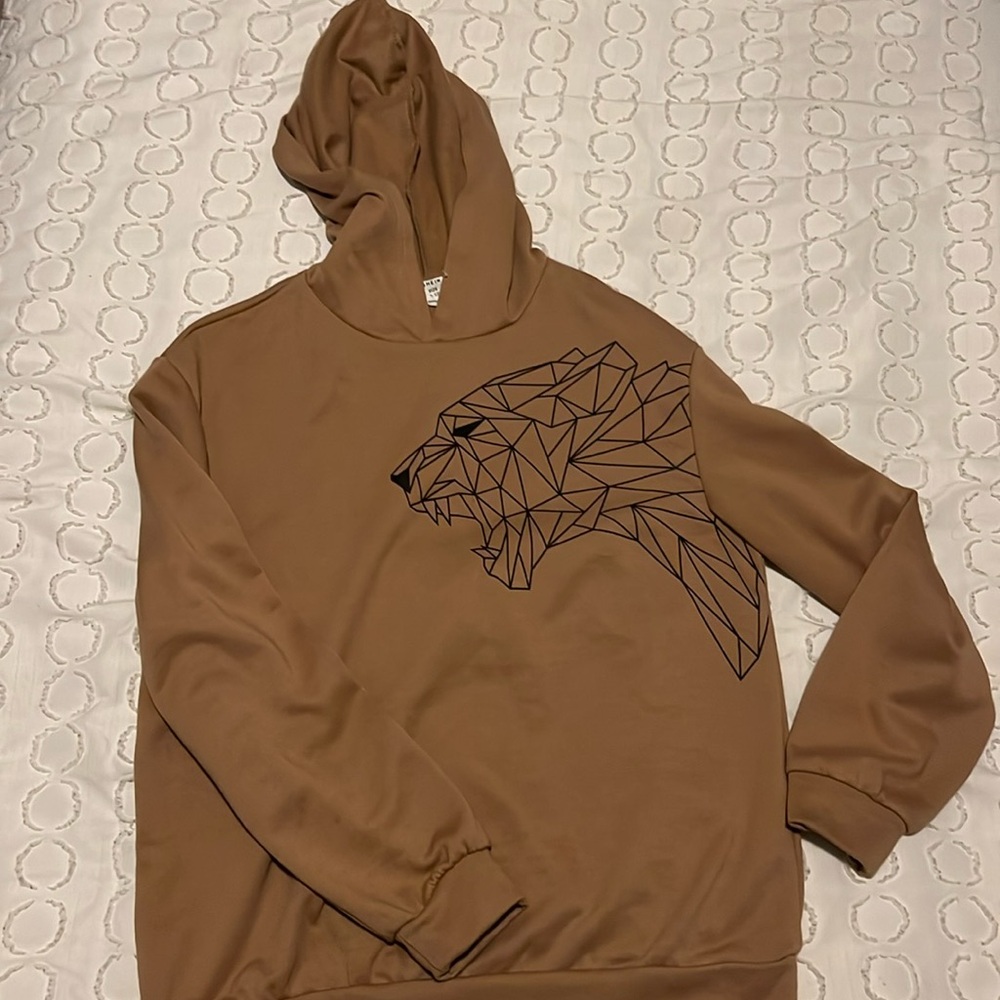 Boys pullover hoodie, tan, size 11/12